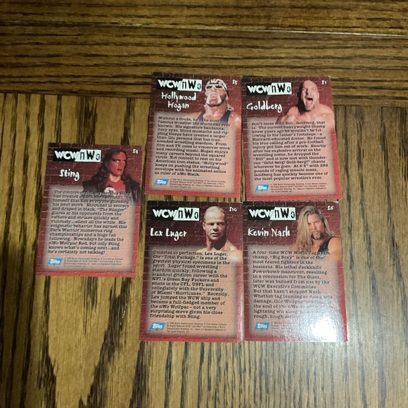 5 WCWnWo wrestling collectors cards: STING, HOGAN, LUGER, GOLDBERG & KEVIN NASH - Picture 2 of 7